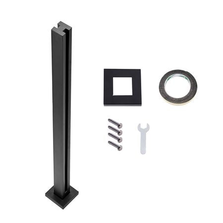 Glass Clamp, 41.34" Height Glass Railing Bracket for 0.39 "-0.47 " Thickness Tempered Glass, 304 Stainless Steel Glass Mounting Clamp, Glass Shelf Bracket for Balcony, Garden, Deck, Stair, Black