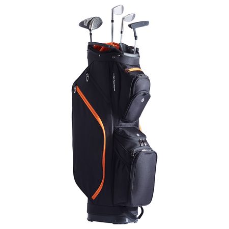 Golf Cart Bag with 14 Way Organizer Divider Top, 36' 13 Pockets Premium Cart Bag, Durable Golf Bags with Handles & Dust Cover & Detachable Straps for Men & Women, Black & Orange