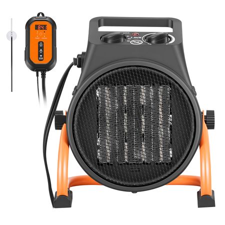 Greenhouse Heater, 1500W Electric PTC Space Heater with Thermostat, Fan, Low & High Heat Modes, 15° Adjustable Angle, Overheat Protection, for Grow Tent, Greenhouse, Flower Room, Home Office