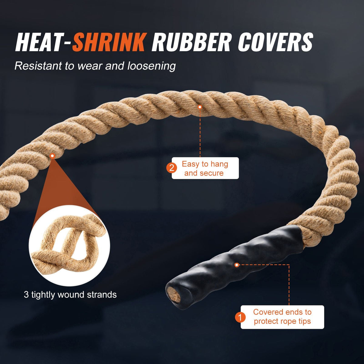 Gym Climbing Rope, 1.5" Diameter 30 ft Length Gym Fitness Training Rope, Gym Exercise Workout Rope for Adults, Climbing Rope for Fitness and Strength Training, Climbing Exercise, Home Workout