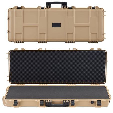 Hard Rifle Case, Lockable Rifle Case with Pre-cut Foams, 42 in Movable Gun Storage with Wheels, IP67 Waterproof & Dustproof Pistol Storage for Rifle, Shotgun, Airsoft Gun, Khaki