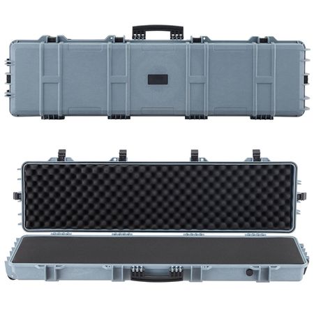 Hard Rifle Case, Lockable Rifle Case with Pre-cut Foams, 50 in Movable Gun Storage with Wheels, IP67 Waterproof & Dustproof Pistol Storage for Rifle, Shotgun, Airsoft Gun, Grey