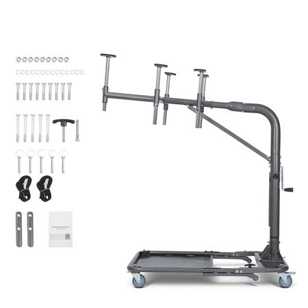 Hard Top Remover Lift, 220 lbs, Foldable Jeep Hardtop Removal and Storage System, Easy One-Person Operation, Adjustable Height, for Jeep Wrangler YJ, TJ, JK, JL, 4XE, Ford Bronco 4 Door & 6 Gen+