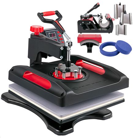 Heat Press Machine 8 in 1 Combo, Heat Press 15x15, Swing Away T Shirt Printing Machine Digital Control, Multifunction Heat Transfer Machine Sublimation Heat Press for T-Shirt Hat Cap Mug Plate