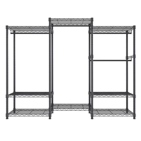 Heavy Duty Clothes Rack, Rolling Clothing Garment Rack with 4 Hang Rods & 8 Storage Tiers, Adjustable Custom Closet Rack, Freestanding Wardrobe for Hanging Clothes, 800 lbs Load Capacity