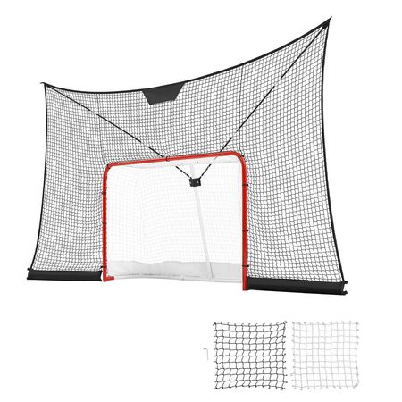 Hockey Goal Goal and Backstop Net Set, 12x7 ft Durable Hockey Net with Extended Coverage, Lightweight Portable Complete Training Accessory Set, Easy Assembly, for Youth and Adults