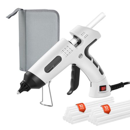 Hot Glue Gun, 60/100W Dual Power, Mini Hot Glue Gun with 20 Premium Glue Sticks and Oxford Cloth Bag, Fast Preheating & High Temp Melt Glue Gun for Crafts, Arts, DIY, Quick Home Repairs, White