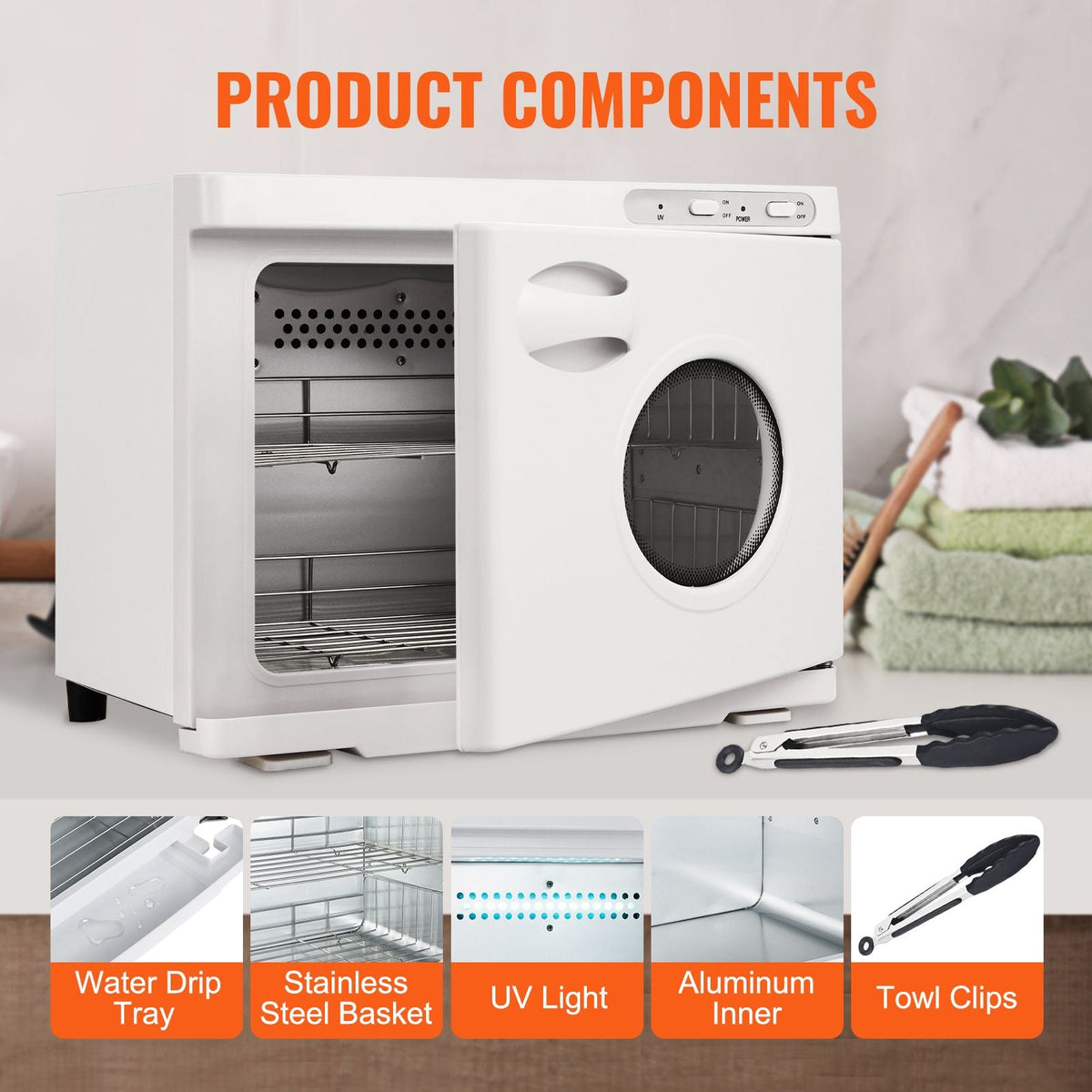 Hot Towel Warmer, 23L Large Capacity Spa Hot Towel Warmers with See Through Window, 2 Stainless Steel Racks, Holds up 50-60 Towels, 2-in-1 All-round Heating for Facials, SPA, Massage, Salon