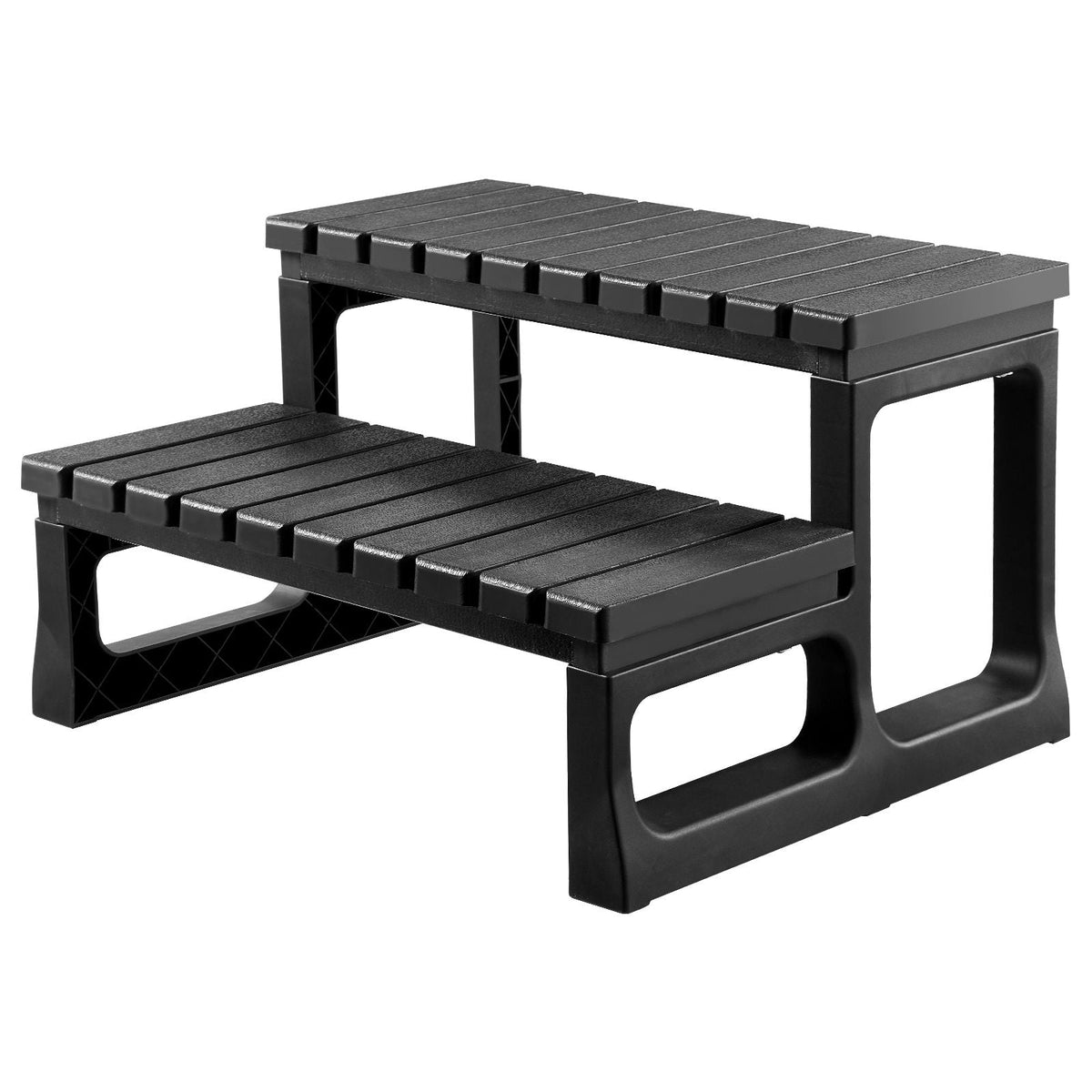 Hot Tub Steps, 2-Step Spa Outdoor Stairs, Heavy Duty 23.6 inch Wide PP Above-Ground/Inflatable Pool Ladder with 320 lbs Weight Capacity, Multi-Use for Porch, Patio, Deck, Campers, Black
