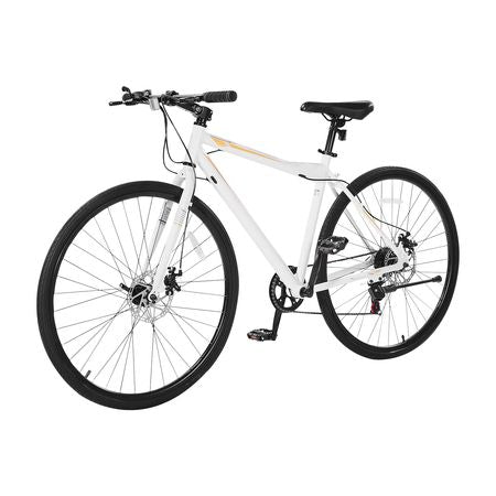 Hybrid Bike, Lightweight Aluminum Frame Bike, 700c Wheel Men Women Hybrid Bicycle, Step-Over Adult Urban City Commuter Bikes, with 7 Speed, Alloy Adjustable Stem, Disc Brakes, Adjustable Seat
