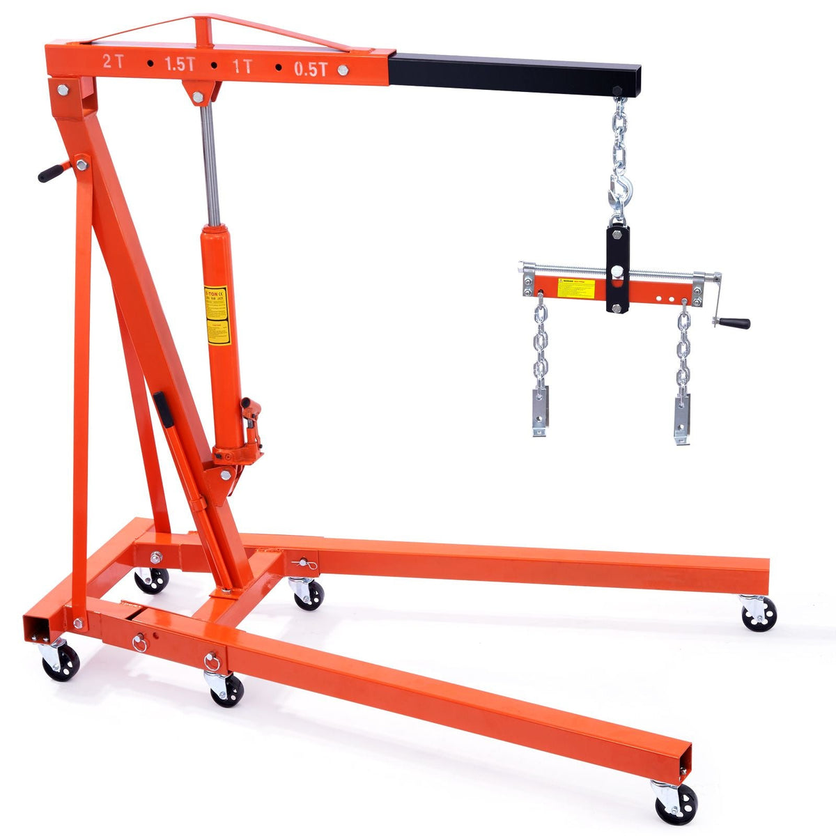 Hydraulic Engine Hoist with Lever, 2 Ton/4400 LBS Heavy-duty Cherry Picker Shop Crane, Foldable Engine Crane and Engine Hoist leveler for Auto Repair, Motors, Weights Lifting, Loading