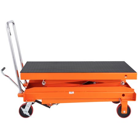 Hydraulic Lift Table Cart, 1760lbs Capacity 59" Lifting Height, Manual Double Scissor Lift Table with 4 Wheels and Non-slip Pad, Hydraulic Scissor Cart for Material Handling and Transportation