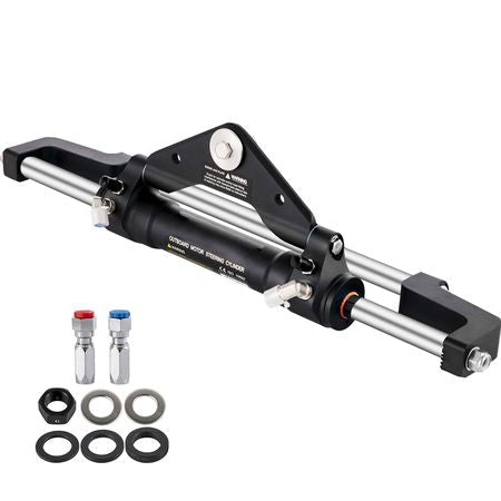 Hydraulic Steering Cylinder 300HP, Hydraulic Steering Front Mount Hydraulic Outboard Marine Steering Kit Without Hydraulic Hose and Helm for Outboards Boat Steering System