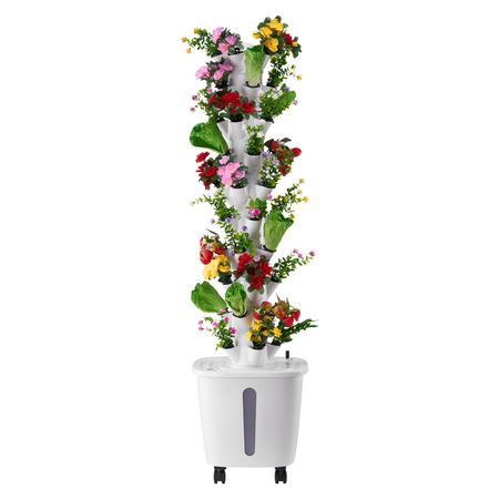 Hydroponic Growing System, 50 Pods Vertical 10 Tiers Hydroponic Tower, Rolling Hydronic Garden with Water Pump & Wheels, Indoor Plants Germination Kit for Herbs Fruits & Vegetables