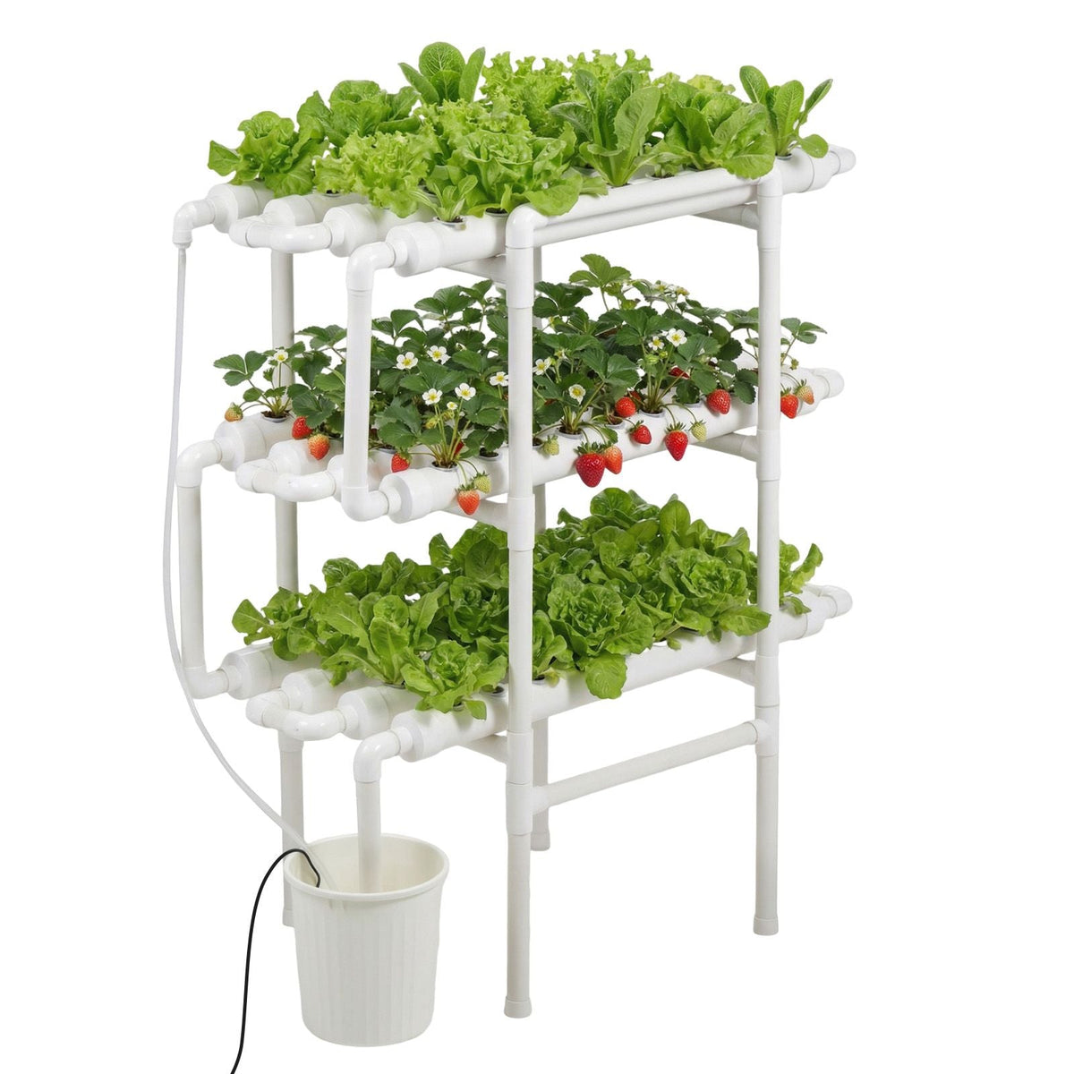 Hydroponics Growing System Kit, 3-Tier 108 Sites UPVC Pipe Hydroponic Grow Kit with Timed Irrigation, Thickened Hydroponic Pipes, Indoor Home Garden Vegetable Planting Grow Kits for Fruit Herb