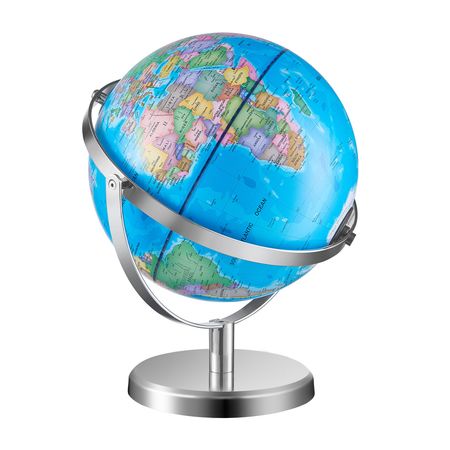 Illuminated World Globe with Stand, 9 in/228.6 mm, Educational Earth Globe with Stable Heavy Metal Base and LED Constellation Night Light HD Printed Map, Spinning for Kids Classroom Learning