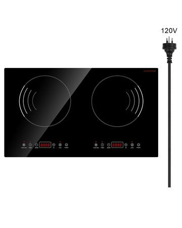 Induction Cooktop, 1800W Electric Countertop Burner, 2 Burner Touch Control Stove, Built-in Induction Cooktop with 9 Power Settings, Child Safety Lock, Timer, Glass Surface