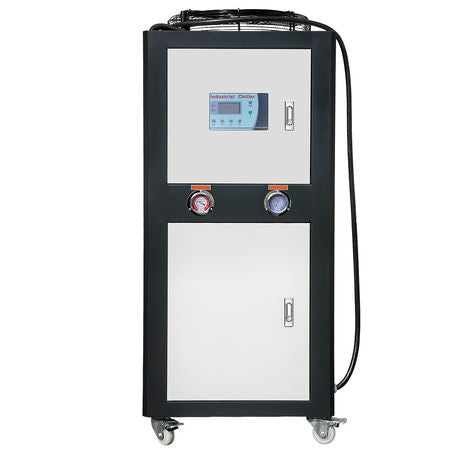 Industrial Water Chiller, 6HP 16 Gal Air-Cooled Industrial Water Chiller, 15,100 Kcal/h Cooling Capacity with Finned Condenser Micro-Computer Control 60L Water Tank, for Cooling Water
