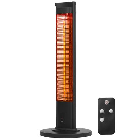 Infrared Heater, 1500W Remote Control Electric Space Heater, Patio Heater w/ 3 Speeds & Timer & Tip-Over Protection, Outdoor/Outdoor for Bedroom,Studio,Porch,Dining Room,Studio, Stand,40in L