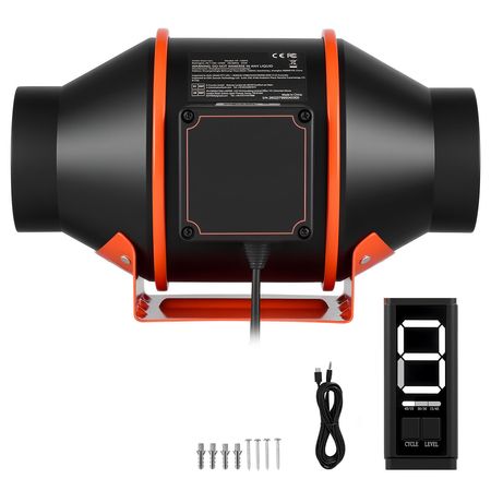 Inline Duct Fan, 205 CFM 4 inch EC Motor Ventilation Fan with 3-Speed Circulation, 10-Speed PWM Controller, Timer-Controlled Operation, Cooling for Grow Tents, Indoor Gardening, Hydroponics