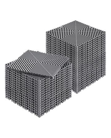 Interlocking Drainage Mat, 12' x 12' Modular Interlocking Cushion, 40 Pcs Splicing Drainage Mats, Non-Slip Gray PP Drainage Floor Tile and Shower Mat, for Garage, Garden, Kitchen & Outdoor