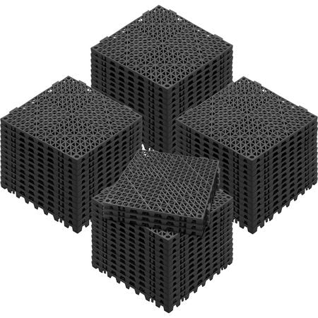 Interlocking Tile 55PCS Black, Drainage Tiles 12" x 12" Splicing, Soft PVC Interlocking Drainage Floor Tiles, Non-Slip Drainage Holes for Restroom, Bathroom, Kitchen, Pool, Wet Areas