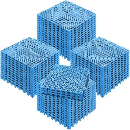 Interlocking Tile 55PCS Blue, Drainage Tiles 12" x 12" Splicing, Soft PVC Interlocking Drainage Floor Tiles, Non-Slip Drainage Holes for Restroom, Bathroom, Kitchen, Pool, Wet Areas, Blue