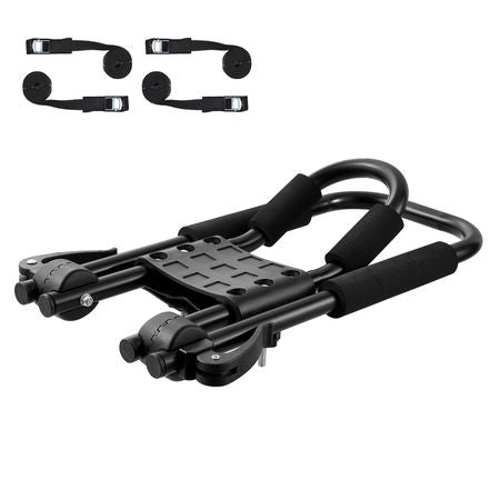 Kayak Roof Rack 2 Pairs J-Bar, Soft Roof Rack Quick Folding, Top Mount Tie Down, Carrier for kayak, Surf Board, Canoe, SUP, Ski Board, Mount on Car, SUV, Truck, 2 Kayaks