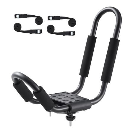 Kayak Roof Rack 2 Pairs J-Bar, Soft Roof Rack, Top Mount Tie Down, Carrier for kayak, Surf Board, Canoe, SUP, Ski Board, Mount on Car, SUV, Truck, 2 Kayaks