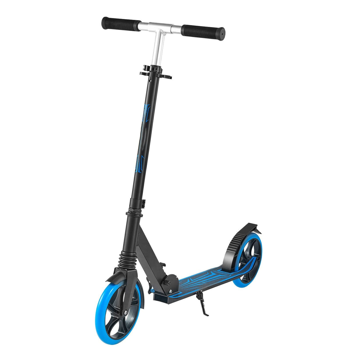 Kick Scooter for Kids Ages 8+, Teens & Adults, 2-Wheel Toddler Scooter with Adjustable Height Handlebar, Wide Anti-Slip Deck, Foldable Lightweight Frame for Boys & Girls up to 220 lbs, Blue