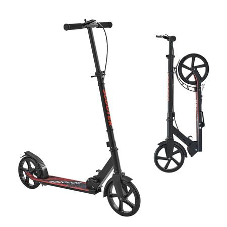 Kick Scooter for Kids Ages 8+, Teens & Adults, 2-Wheel Toddler Scooter with Height Adjustable Handlebar, Wide Anti-Slip Deck, Foldable Lightweight Frame for Boys & Girls up to 220 lbs, Black