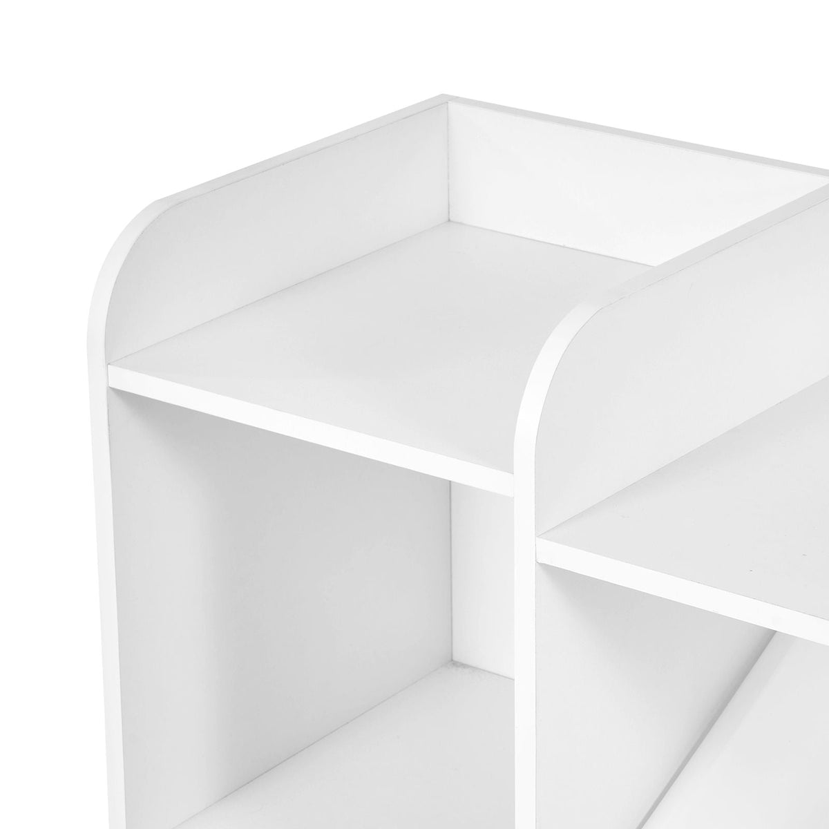 Kids Toy Storage and Bookshelf, 4-Tier Large Toy Storage Organizer with 8 Flexible Plastic Bins, Kids Cubby Cabinet with Bookshelf for Study Room, Bedroom, Playroom, Classroom, Nursery, White