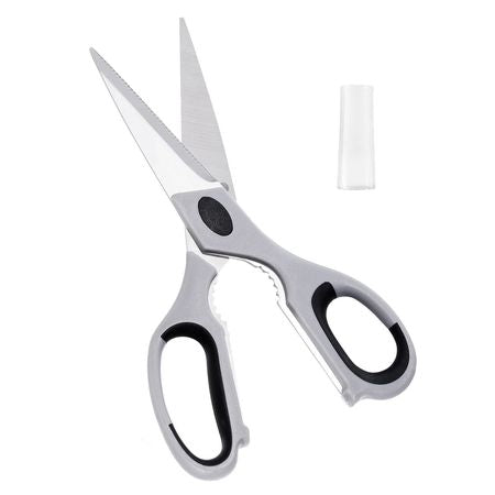Kitchen Scissors, Durable Stainless Steel Kitchen Shears with Protective Sheath, Heavy Duty Cooking Shears Soft Grip Comfort Handle, Kitchen Utensil for Cutting Meat, Food, Fish, Poultry, Grey