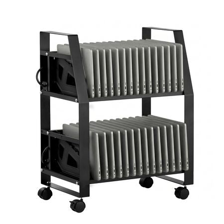 Laptop Charging Cart, 32 Devices Mobile Open Charging Station with Wheels, for Tablet and Laptop Up to 15.6 in Screen Size, Easy Access Slots, Surge Control, for Office, Classroom, Library