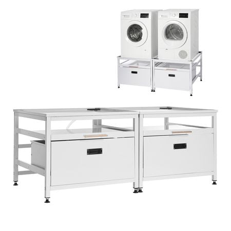 Laundry Pedestal, 22.6 in Height, 29 x 29 in Washer and Dryer Pedestals with Pull-out Tray and Storage Space, 800 lbs Load Capacity, Non-Slip Feet Washing Machine Stand Universal, White, 2 Pack