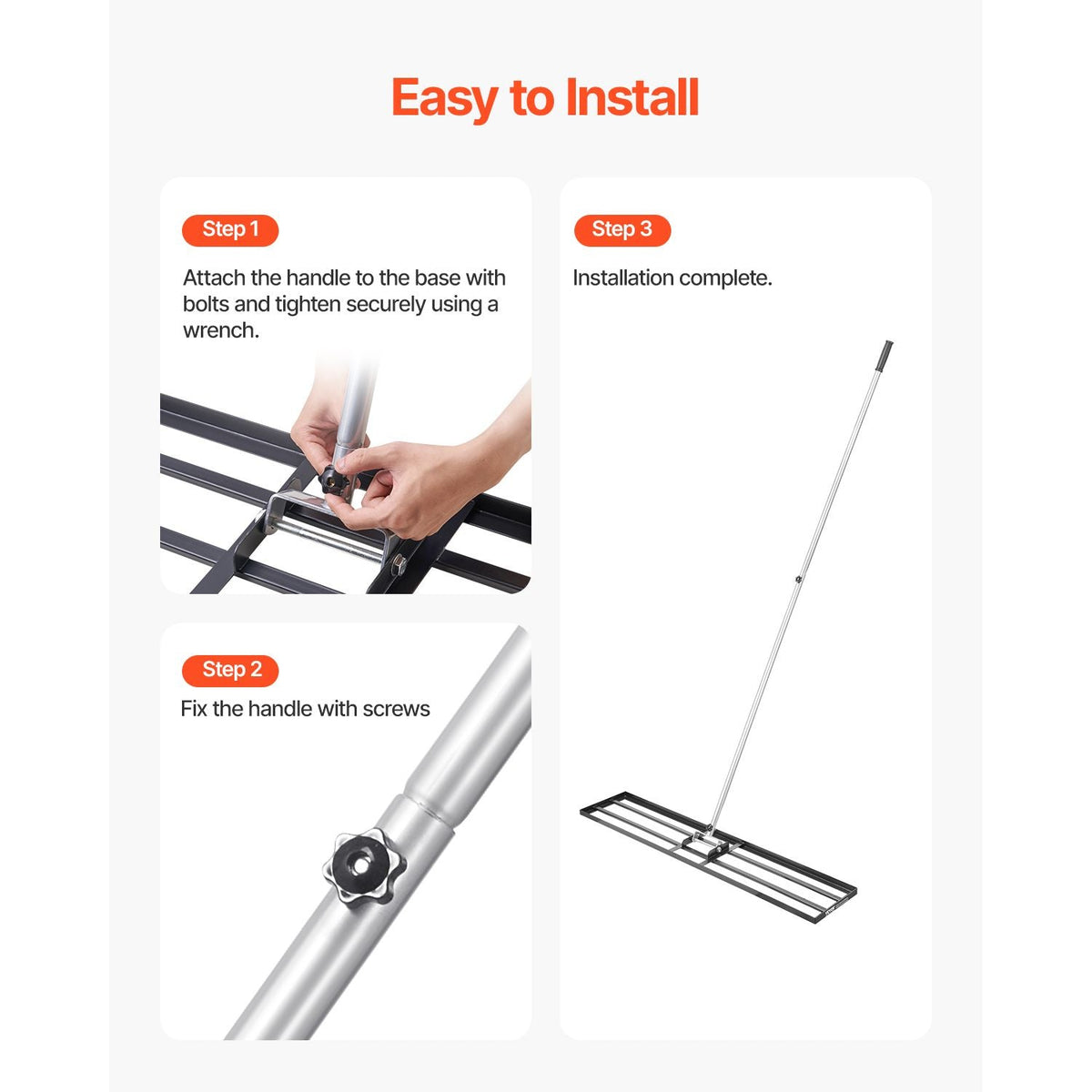Lawn Leveling Rake, Lawn Leveler with 83.9 in Handle, 48x10 in Ground Plate, Rust-Resistant Carbon Steel Soil Leveler, 2 Heights Adjustable, Effort Saving Lawn Leveling Tool for Yard Golf Court