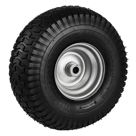 Lawn Mower Tires, 15x6-6" Lawn Tractor Tires, 2-Pack Tire and Wheel Assemblies, Turf Pneumatic Tires with 3" Centered Hub and 3/4" Bushing Size, 16 PCS Adapters for Riding Mowers Lawn Tractors