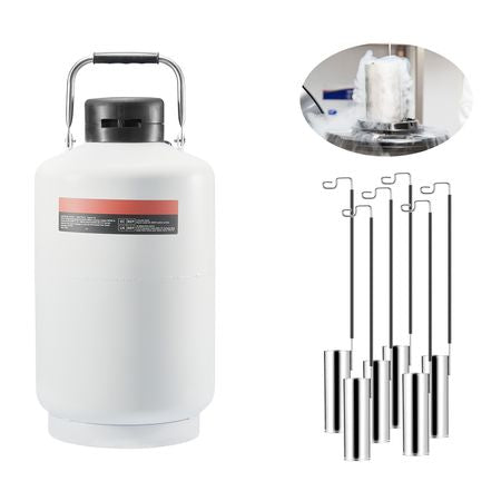 Liquid Nitrogen Tank, 10 L Aluminum Alloy Liquid Nitrogen Container, LN2 Tank Dewar with 6 Canisters and Carry Bag with Straps, Cryogenic Tank for Beauty Industry, Semen Preservation, Scientific