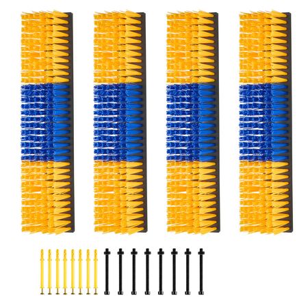 Livestock Scratching Brush, 4PCS Goat Scratcher Brush Post with 16 Screws, 16.9"x3.9" Cow Scratcher for Back Itch Relief, Massage Grooming Scratch Tool for Horse Cattle Sheep Pig, Yellow & Blue