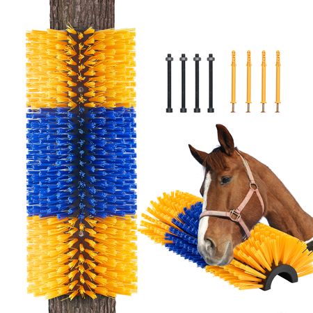 Livestock Scratching Brush, Horse Brush with 2 Screws, 20 x 7.5 in Cow Scratcher, for Back Itch Relief & Keep Cleaning, Grooming & Scratching Post Brush for Horse, Pig, Cattle Supplies