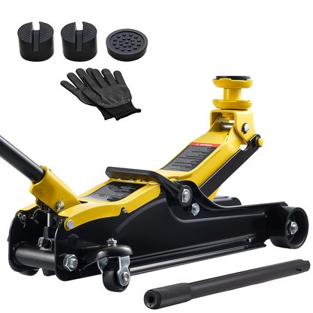 Low Profile Floor Jack, 2.5 Ton (5512 lbs) Capacity, Steel Racing Floor Jack with Single Piston Quick Lift Pump & Raised Saddle, Hydraulic Trolley Car Lift for SUVs, Lifting Range 3.3"-13.8"