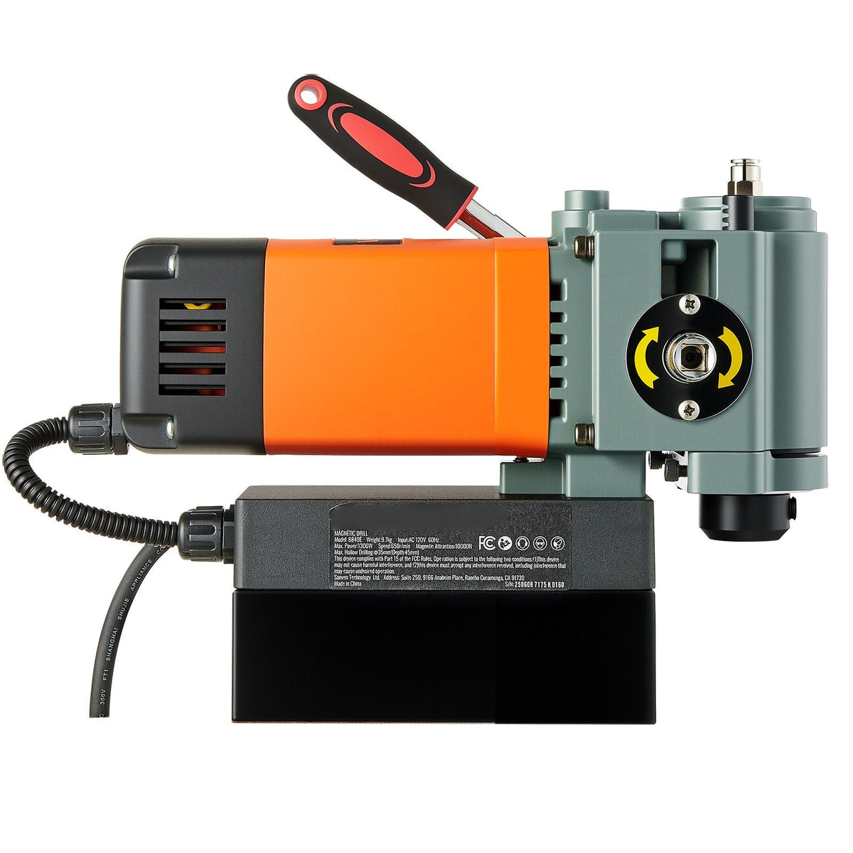 Low Profile Magnetic Drill Press, 1300 W, 1.4 in Boring Diameter, 2248 lbf Power Portable Mag Drill Press, 650RPM Speed, with Weldon Shank, for Metal Surface, Industrial and Home Improvement