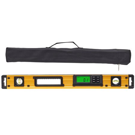 Magnetic Torpedo Level, 600mm, LED Backlit Screen Mechanical Bubble Vials Ruler for 0-360 Degree, Gravity Sensor Aluminum Alloy Leveler Tool w/ Viewing Window, Shock-Resistant for Plumbing, Wood