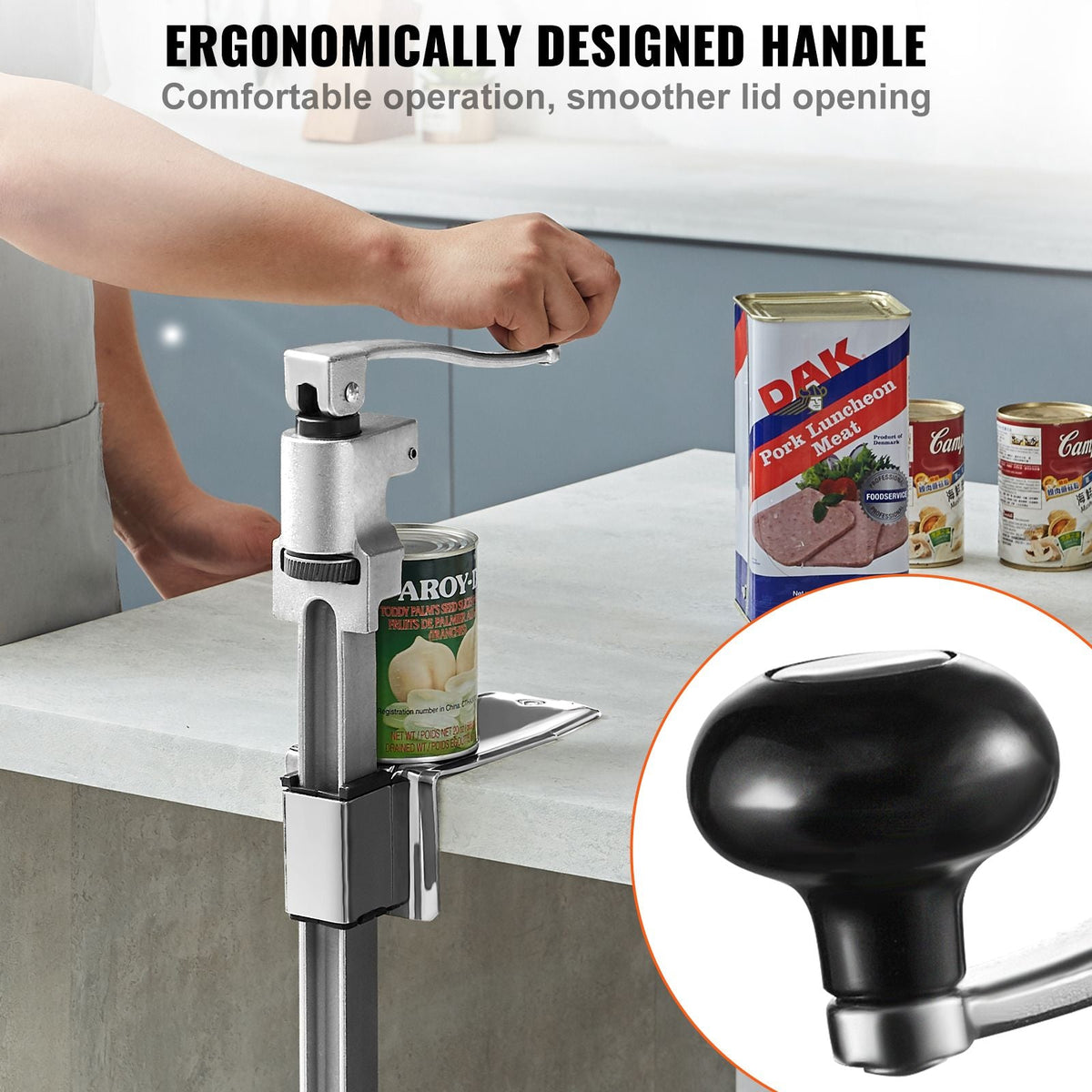 Manual Can Opener, Commercial Table Opener for Large Cans, Heavy Duty Can Opener with Base, Adjustable Height Industrial Jar Opener For Cans Up to 15.7" Tall, for Restaurant Hotel Home Bar