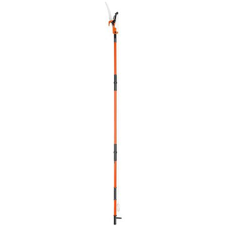 Manual Pole Saw, 7.3-27 ft Extendable Tree Pruner, Sharp Steel Blade and Scissors High Branches Trimming, Branch Trimmer with Lightweight 8 Fiberglass Handles, for Pruning Palms and Shrubs