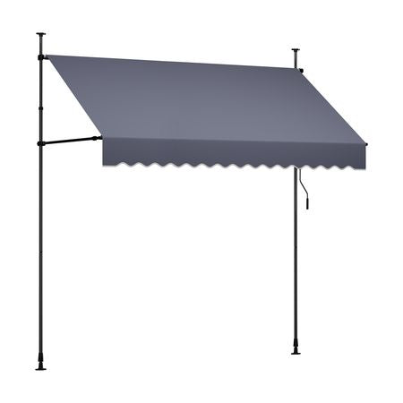 Manual Retractable Awning, 98" Outdoor Retractable Patio Awning Sunshade Shelter, Height Adjustable Patio Door Window Canopy with Manual Crank Handle for Backyard, Garden, Balcony, Dark Gray