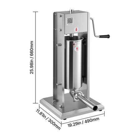 Manual Sausage Stuffer, 11 LBS / 5 L Vertical Meat Stuffer, Dual-Speed Sausage Casing Meat Filling Machine, Stainless Steel Heavy Duty Filler with 5 Stuffing Tubes, for Commercial & Home Use