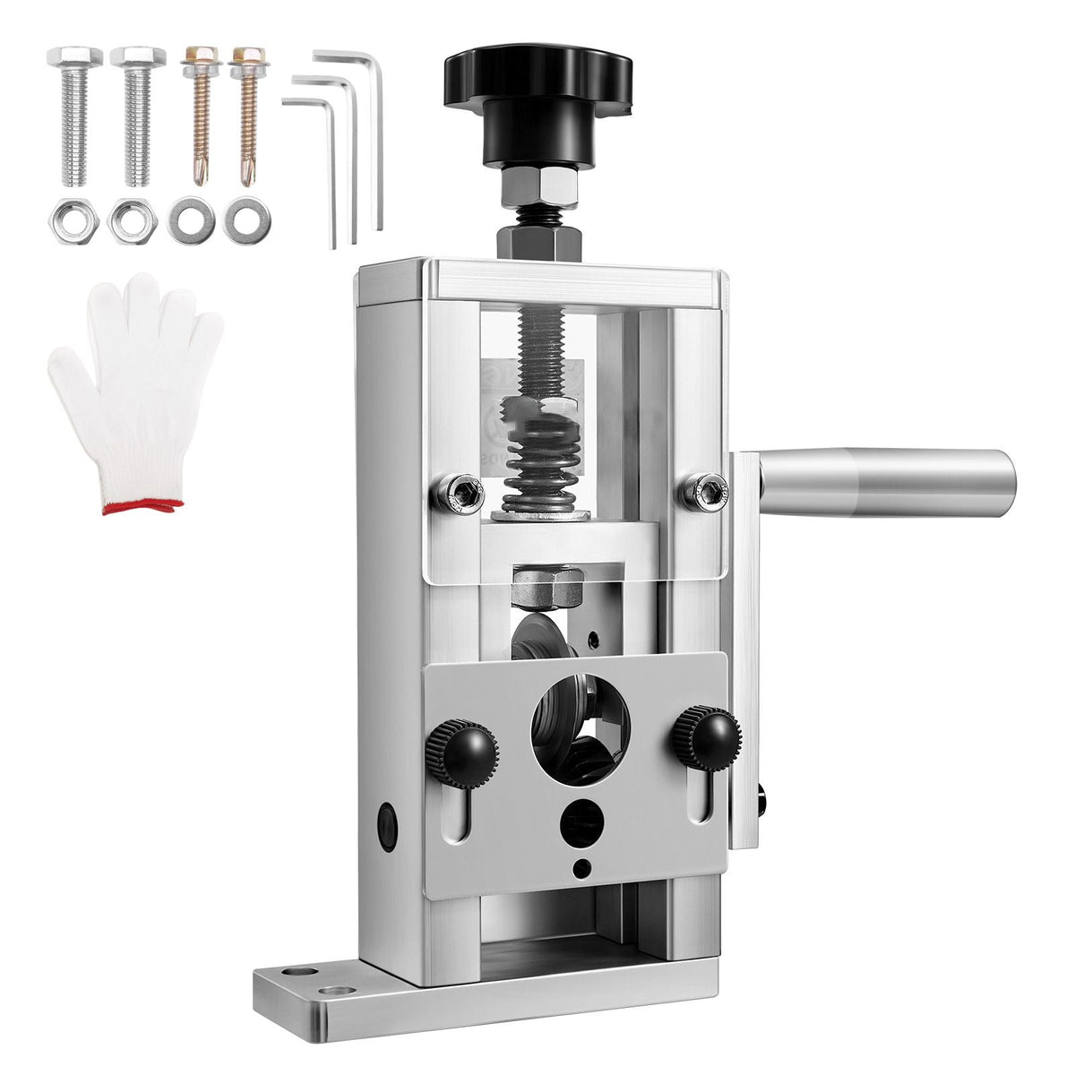 Manual Wire Stripping Machine, 0.06-1 in, Copper Stripper with Hand Crank or Drill Powered, 64Mn Quenched Blades, 45# Steel Rollers, Aluminum Alloy Frame Wire Peeler, for Scrap Copper Recycling