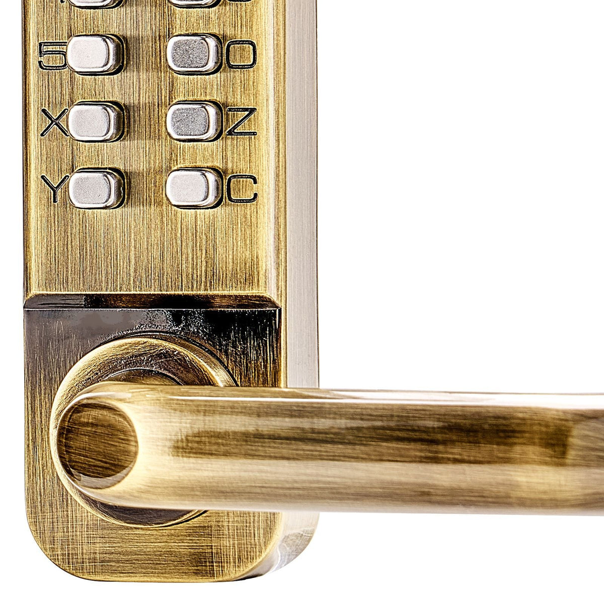 Mechanical Keyless Entry Door Lock, 14 Key Mechanical Door Lock, Mechanical Keypad Door Lock with Handle, Double-Sided Stainless Steel Waterproof Keyless Gate Lock, for Home Office Fence Garage