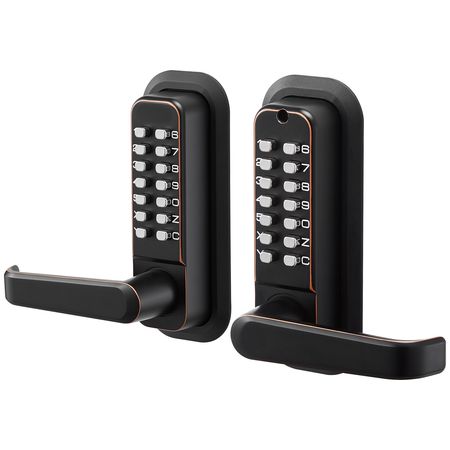 Mechanical Keyless Entry Door Lock, 2.0 Code Upgrade, 4-7 Digits Code, Double-Sided Push Button Combination Keypad Door Lock with Handle, Auto Locking, for Indoor or Outdoor, Oil-Rubbed Bronze